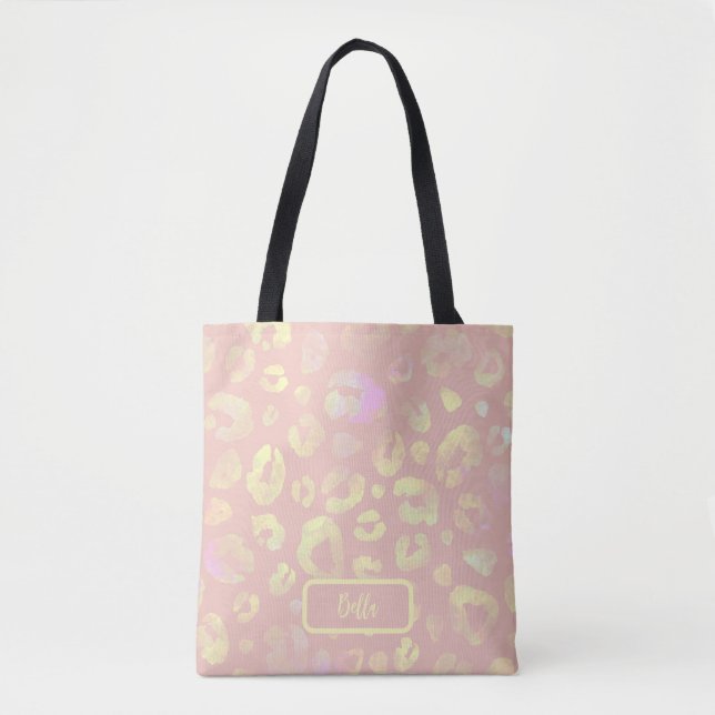 Bolsa Tote Padrão Metálico-Rosa-Leopardo (Frente)