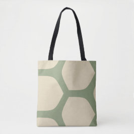 Bolsa Tote Padrão Mínimo Abstrato Verde e Bege Neutro