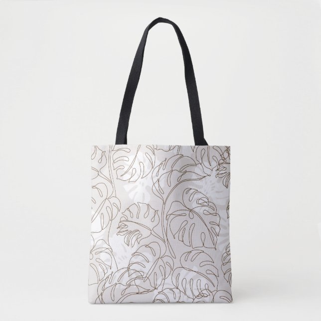 Bolsa Tote Padrão mínimo de arte botânica sem costura. Tropic (Frente)