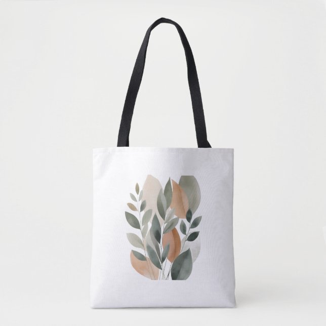 Bolsa Tote Padrão Mínimo de Folhas Botânicas (Frente)