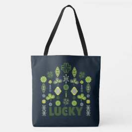 Bolsa Tote Padrão Mínimo Escuro do Shamrock Lucky Azul