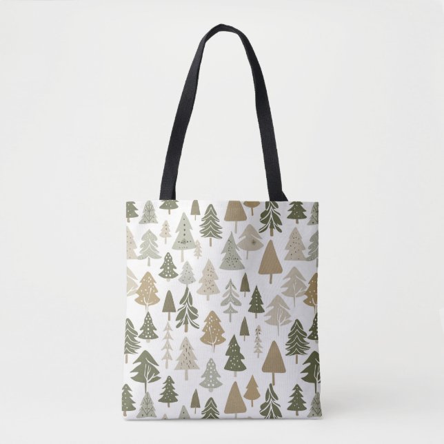Bolsa Tote Padrão Moderno das Árvores de Natal (Frente)