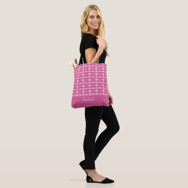 Bolsa Tote Padrão moderno de diamante rosa de ouro (No(a) Modelo)