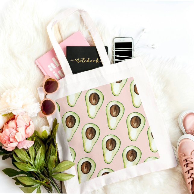 Bolsa Tote Padrão Moderno De Pastel Rosa E Verde Avocado (Criador carregado)