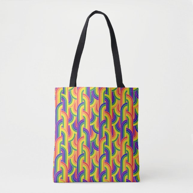 Bolsa Tote Padrão moderno do arco-íris (Frente)