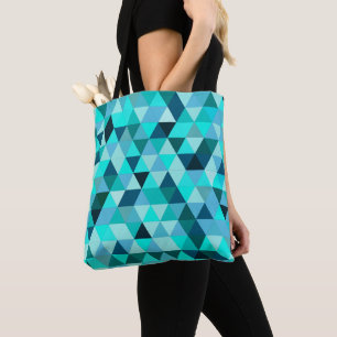 Bolsa Tote Padrão Moderno dos Triângulos do Teal