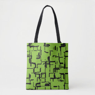 Bolsa Tote Padrão Moderno Verde e Preto