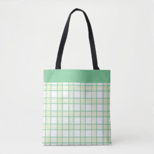 Bolsa Tote Padrão Moderno Xadrez Verde Lima Préppy