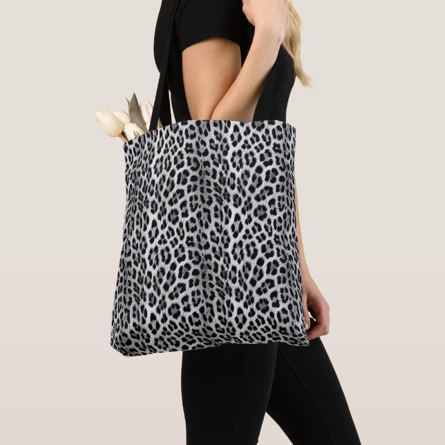 Bolsa Tote Padrão monocromático preto e branco, leopardo (Close Up)