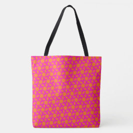 Bolsa Tote Padrão Mosaico Laranja-Rosa-Quente e Estrela Islâm