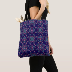 Bolsa Tote Padrão Motivo Floral Ikat Colorido