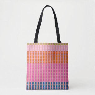 Bolsa Tote Padrão multicolorido de faixas empilhadas geométri