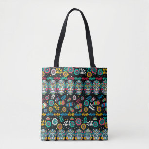 Bolsa Tote Padrão multicolorido perfeito. Estilo Boho decora