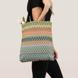 Bolsa Tote Padrão multicolorido Zigzag