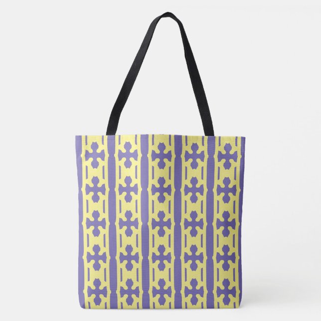 Bolsa Tote Padrão Na moda amarelo e azul moderno (Frente)
