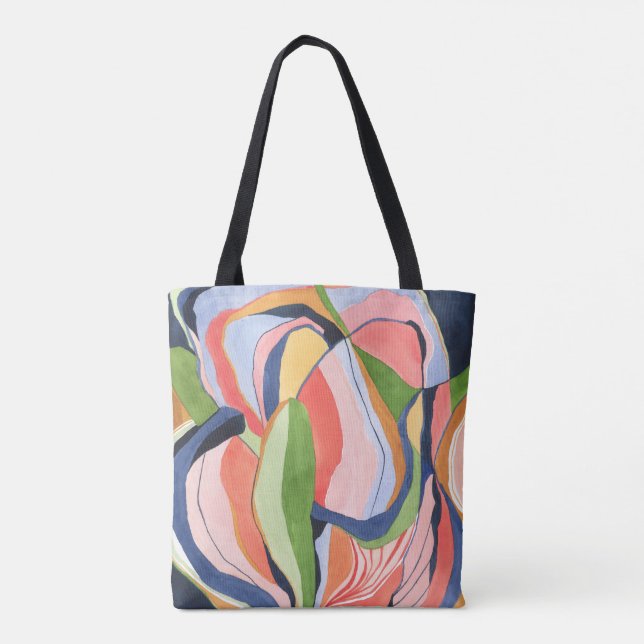 Bolsa Tote Padrão na moda Botânico de Abstrato de Aquarela (Verso)