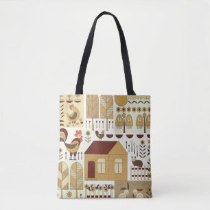 Bolsa Tote Padrão natural, cottagecore, jardinagem. Cerca, f