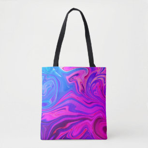 Bolsa Tote Padrão Neon Blue Purple Abstrato