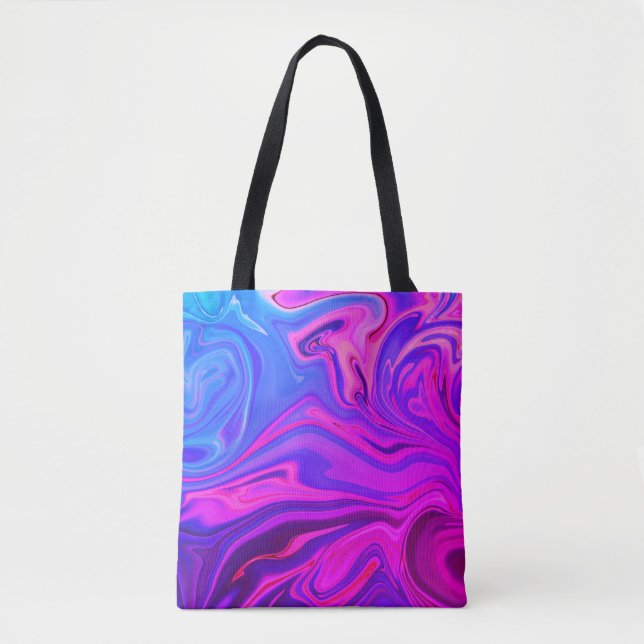 Bolsa Tote Padrão Neon Blue Purple Abstrato (Frente)