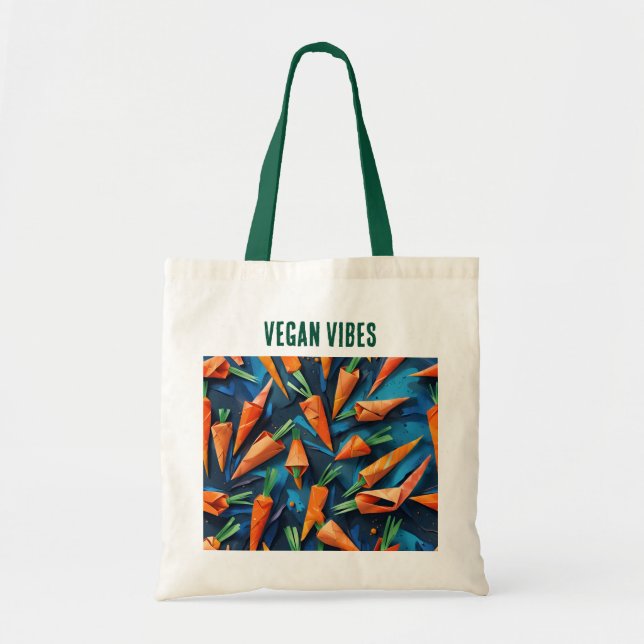 Bolsa Tote Padrão Origami Carrots - Vegan Vibes (Frente)
