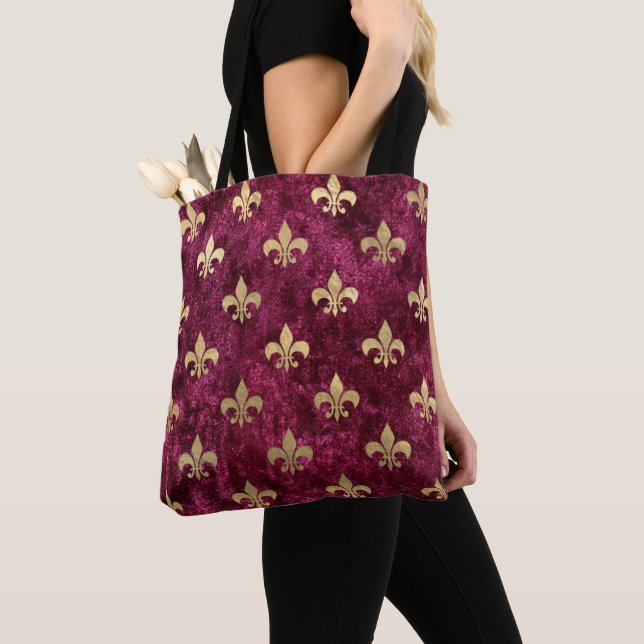 Bolsa Tote Padrão Orleans de Red Velvet Fleur De Lis Mardi (Close Up)