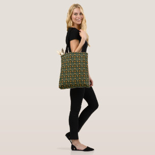 Bolsa Tote Padrão Ornamental Boho Dourado Elegante