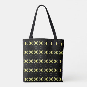 Bolsa Tote Padrão Oval Preto e Amarelo Elegante e Sofisticado