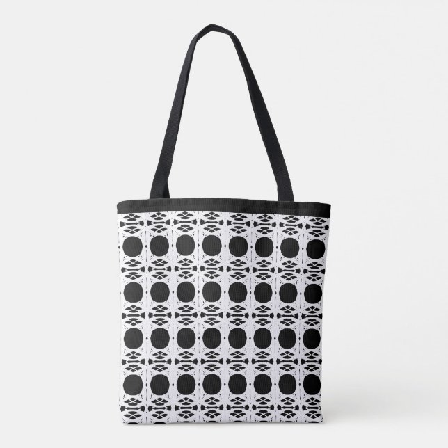 Bolsa Tote Padrão Oval Preto e Branco Elegante e Sofisticado (Verso)