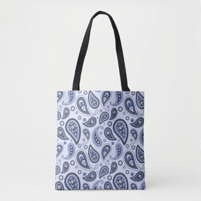 Bolsa Tote Padrão Paisley Azul (Frente)