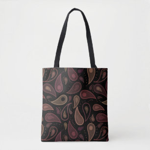Bolsa Tote Padrão Paisley Moderno Escuro Elegante