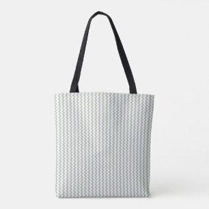 Bolsa Tote Padrão pequeno de quevon creme azul claro