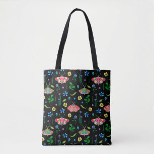 Bolsa Tote Padrão perfeito brilhante com borboleta multicolo