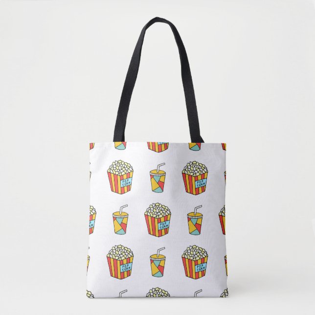 Bolsa Tote Padrão perfeito brilhante com comida para ver o mo (Frente)