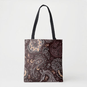 Bolsa Tote Padrão perfeito colorido no estilo paisley. Vinta