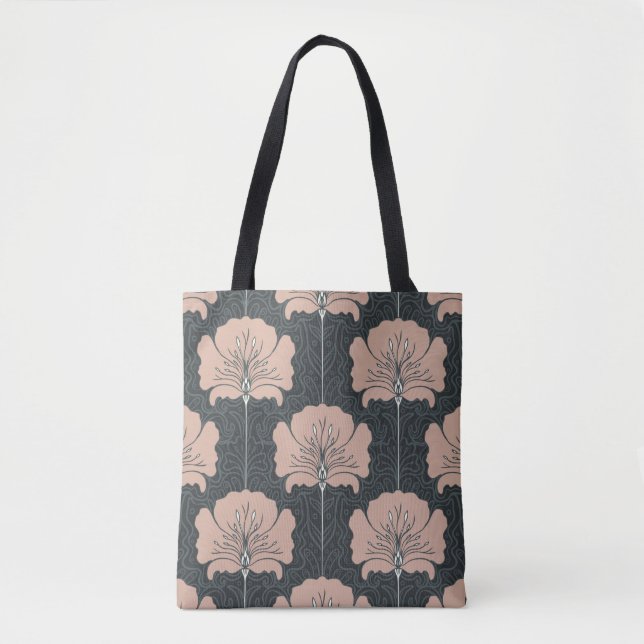 Bolsa Tote Padrão perfeito de vindima com flores rosa. Art n° (Frente)