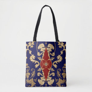 Bolsa Tote Padrão perfeito do Damasco do ouro. Vintage india