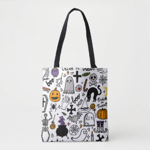 Bolsa Tote Padrão perfeito do Halloween. Plano de fundo da V