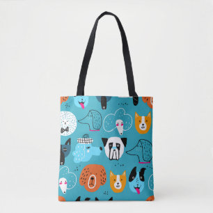 Bolsa Tote Padrão perfeito e bonito com cães engraçados em um
