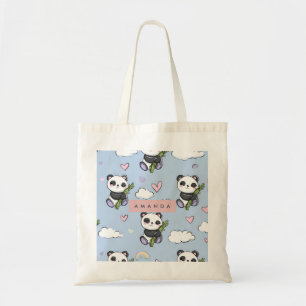 Bolsa Tote Padrão Personalizado Adorável de Pastel Panda
