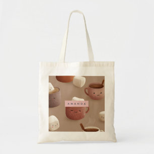 Bolsa Tote Padrão Personalizado de Cacau Quente de Pastel Coz