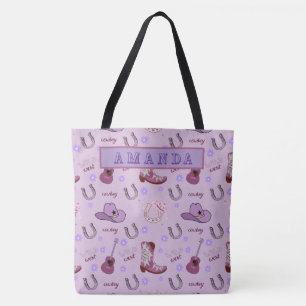 Bolsa Tote Padrão Personalizado de Cowgirl do Oeste Selvagem