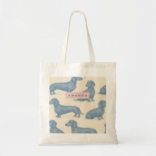 Bolsa Tote Padrão Personalizado de Dachshund Charmoso e Elega