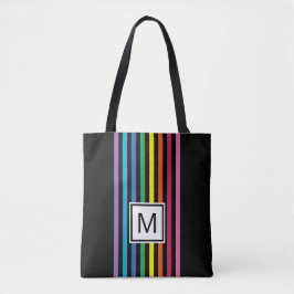 Bolsa Tote Padrão Personalizado de Listras de Arco-Íris