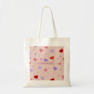 Bolsa Tote Padrão Personalizado de Lolipps do Coração Whimsic
