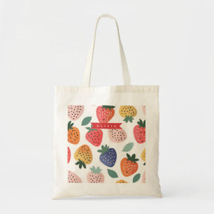 Bolsa Tote Padrão Personalizado de Morango Colorido de Verão