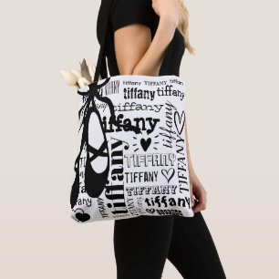 Bolsa Tote Padrão Personalizado de Nome de Texto do Dancer d