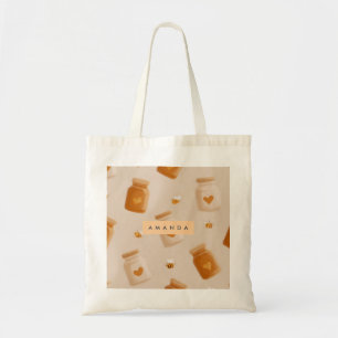 Bolsa Tote Padrão personalizado do jar de mel Kawaii