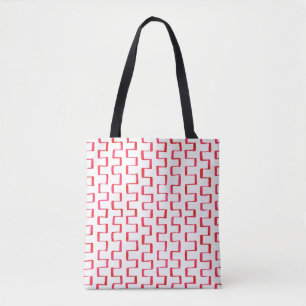 Bolsa Tote Padrão Pintado Geométrico Vermelho com Estampa Tot