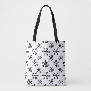 Bolsa Tote Padrão preto e branco dos flocos de neve