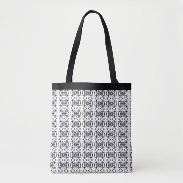 Bolsa Tote Padrão preto e branco moderno (Frente)